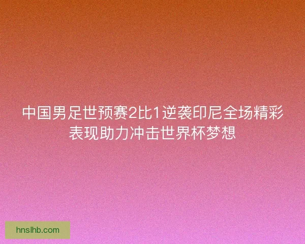 中国男足世预赛2比1逆袭印尼全场精彩表现助力冲击世界杯梦想