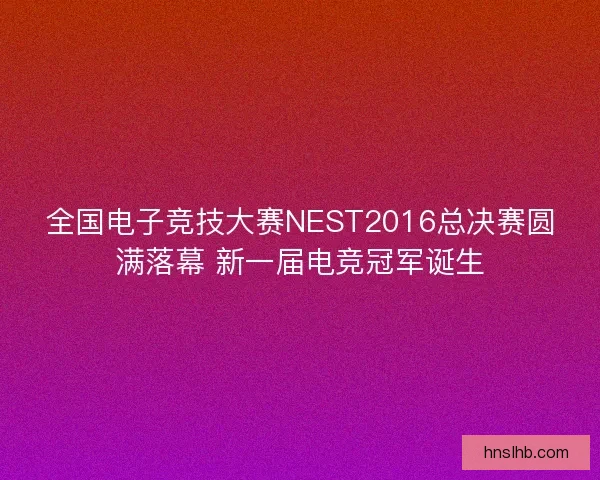 全国电子竞技大赛NEST2016总决赛圆满落幕 新一届电竞冠军诞生