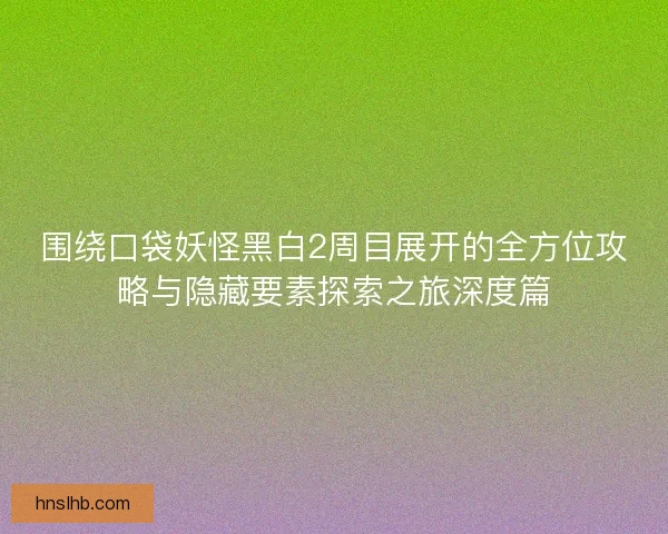 围绕口袋妖怪黑白2周目展开的全方位攻略与隐藏要素探索之旅深度篇